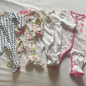 Carter's Baby Footed One-Piece Sleepers - Pink, White, Green, Navy Dots - 4 Pack